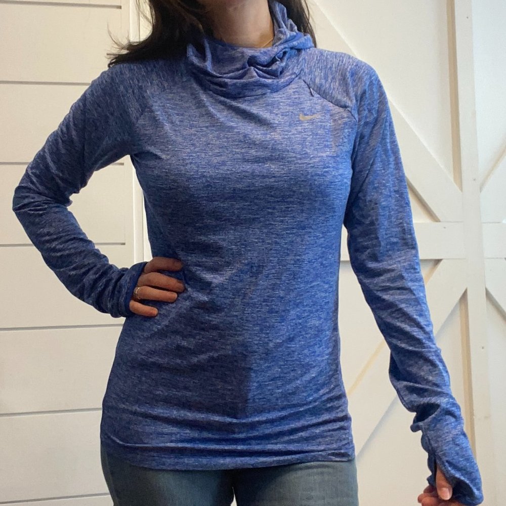 Hooded Nike Long Sleeve Sports Gear - Blue - XS
